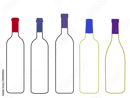 Wines of the World Empty Bottles Illustration
