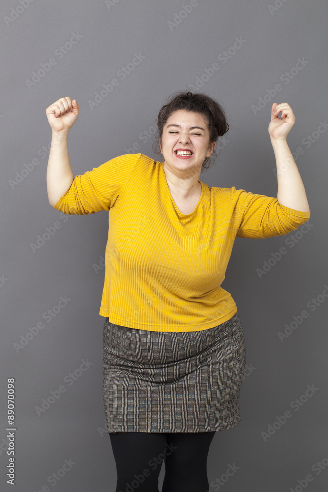 dancing 20s big woman expressing excitement dancing 20s big woman expressing excitement