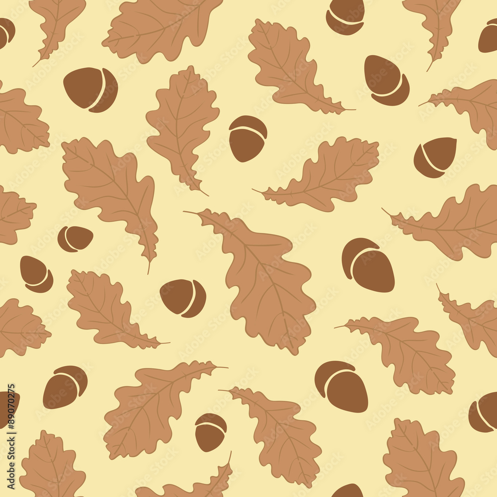 Autumn Leaves Acorn Pattern Background Autumn Leaves Acorn Pattern Background
