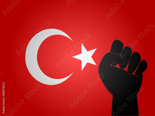 Turkish Flag with Protest Sign EPS10