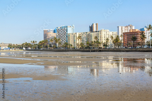 Buildings Lining  Esplanade at Low Tide Durban South Africa