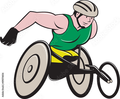 Wheelchair Racer Racing Isolated