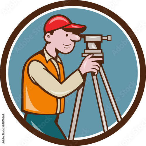 Surveyor Geodetic Engineer Theodolite Circle Cartoon