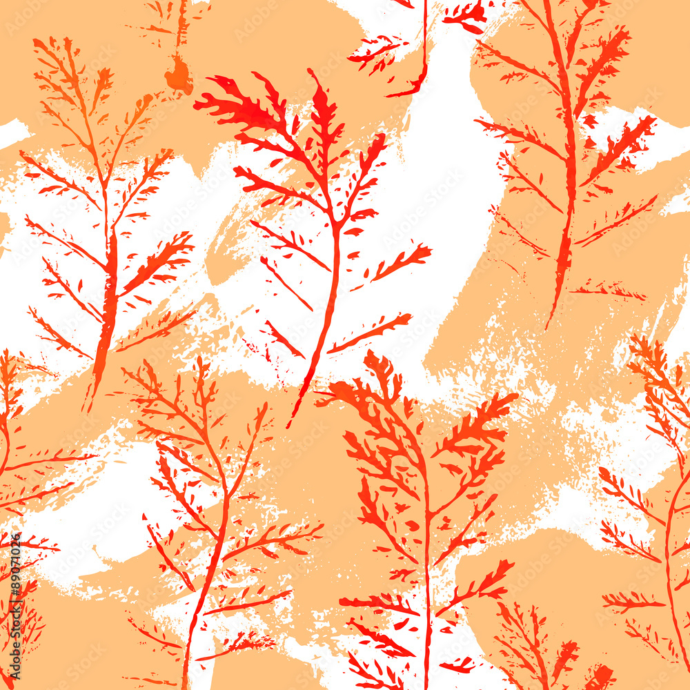 Seamless imprints pattern of the branched herbs. Seamless imprints pattern of the branched herbs.