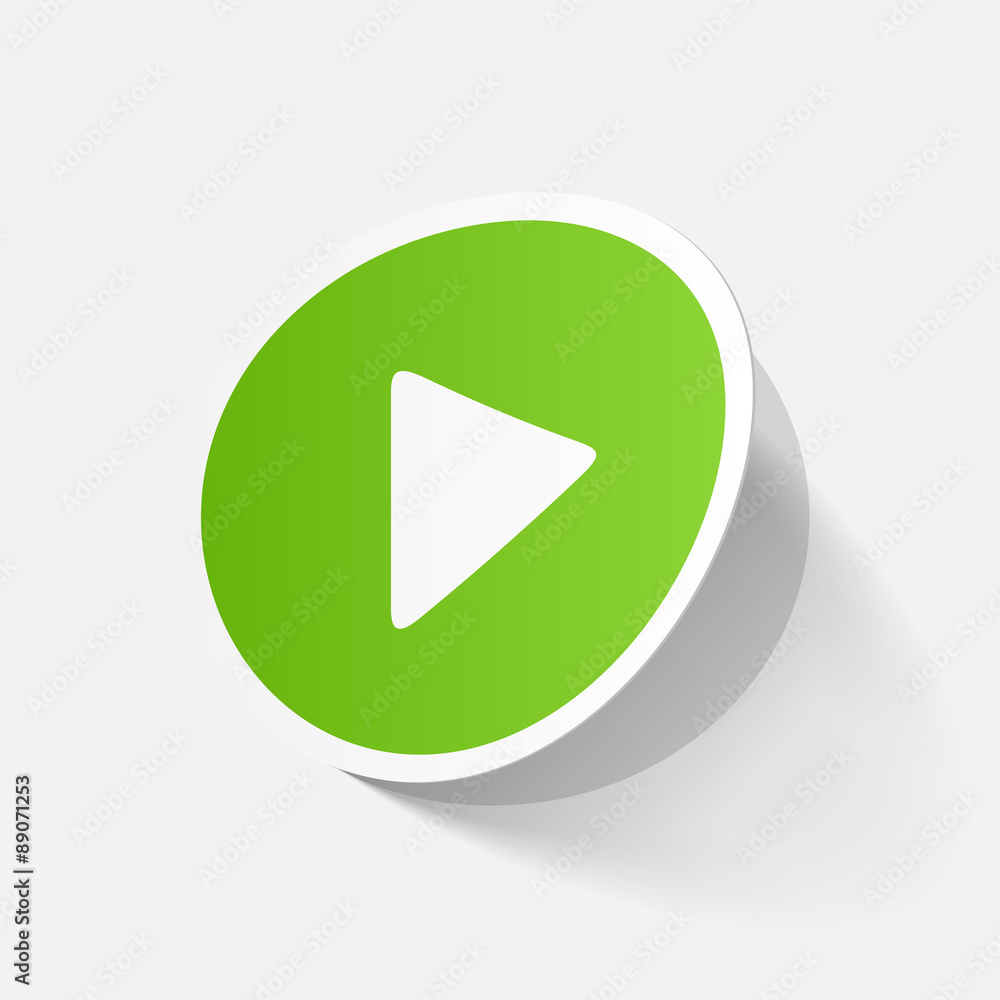 paper sticker: Play button web icon paper sticker: Play button web icon