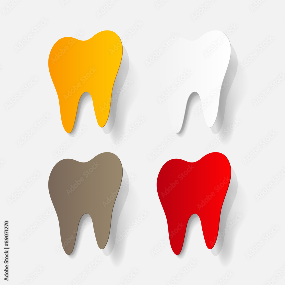 realistic paper sticker: tooth realistic paper sticker: tooth