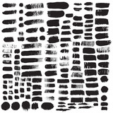 Big collection of black ink brush strokes. Vector grunge splatterd