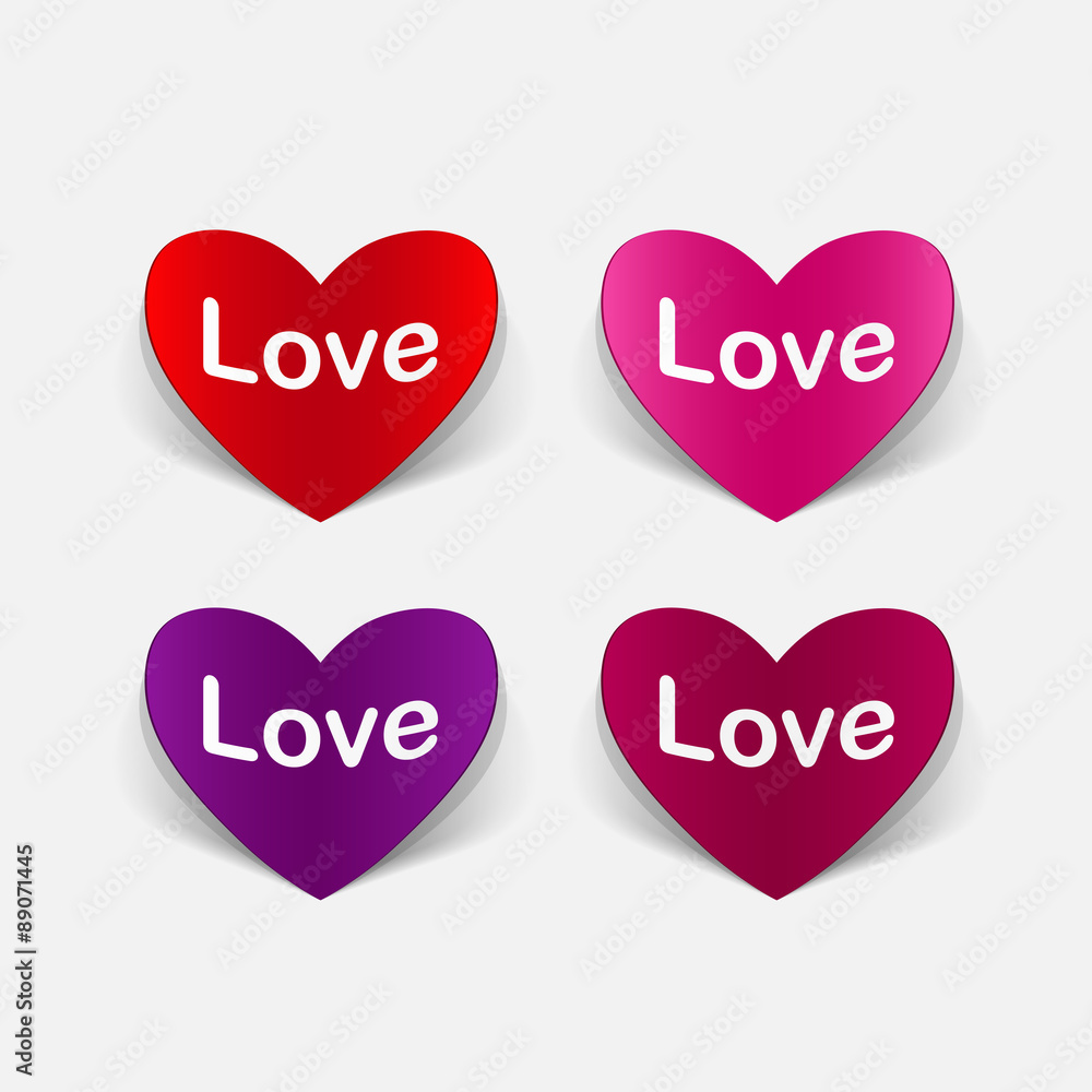 paper sticker: Heart. Love paper sticker: Heart. Love
