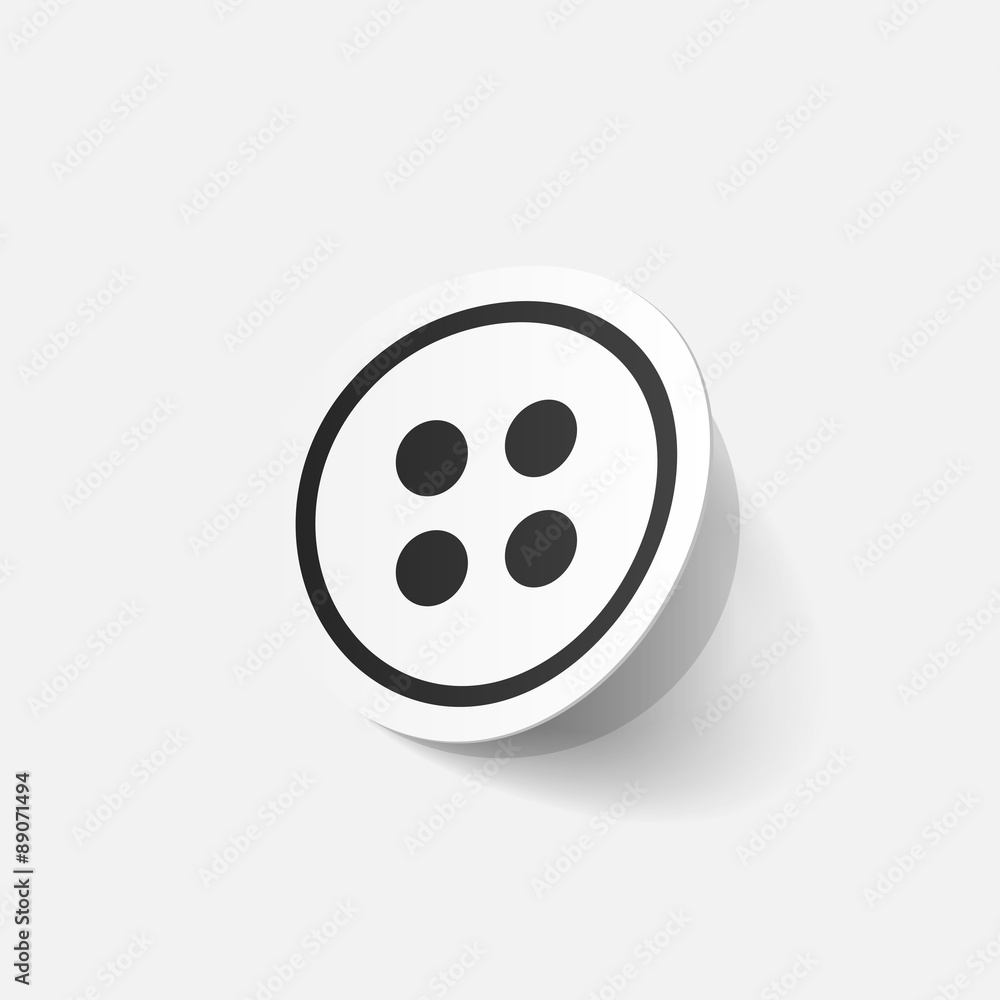 Realistic paper sticker: sewing Button Realistic paper sticker: sewing Button
