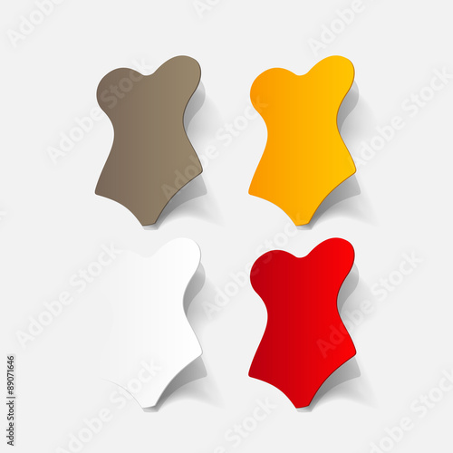 Realistic paper sticker: swimsuit