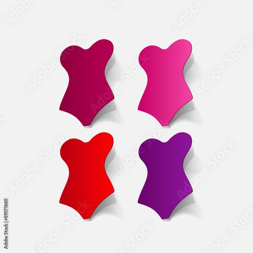 Realistic paper sticker: swimsuit