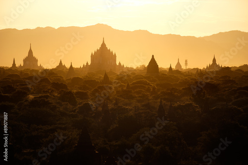 Beautiful landscape view with ancient temples at Bagan  Myanmar