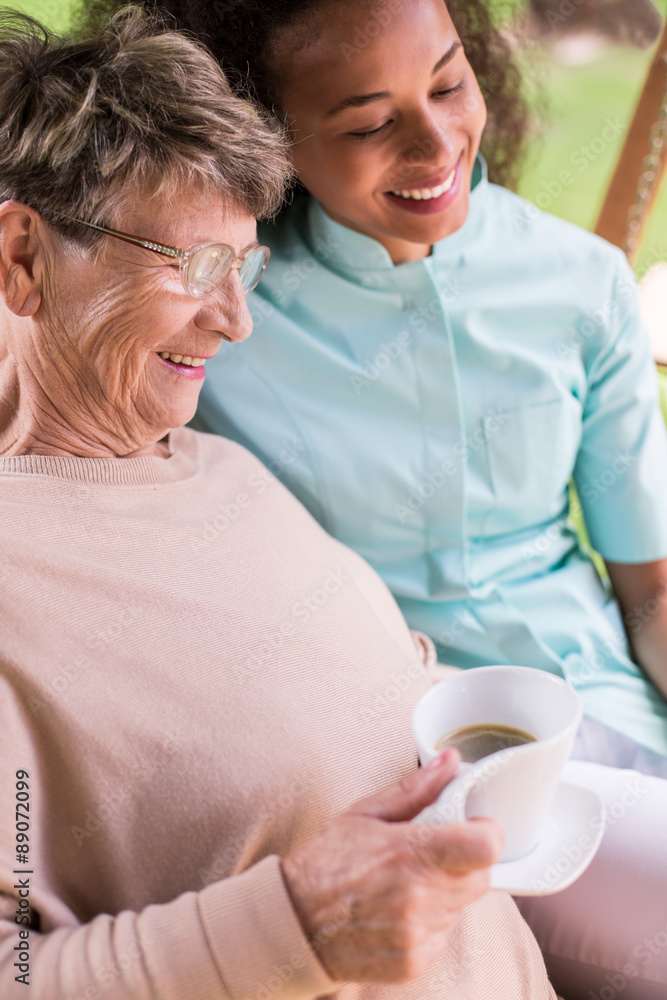 Elder lady and young nurse Elder lady and young nurse