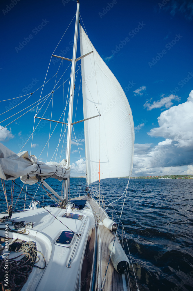 sailing yacht floating on the wind