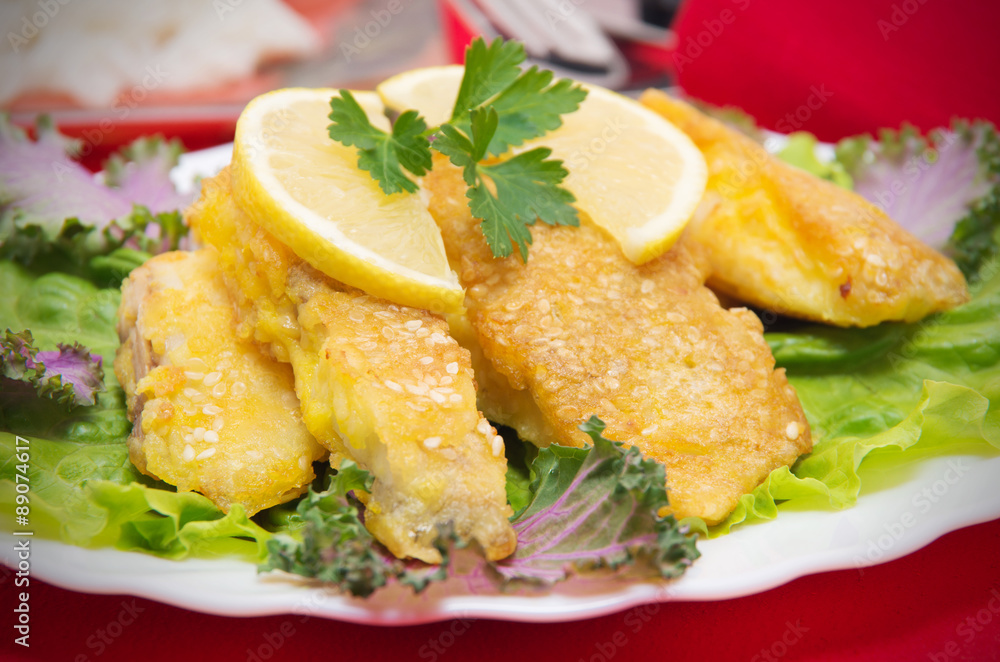 Delicious spiced catfish escalope in sesame Delicious spiced catfish escalope in sesame