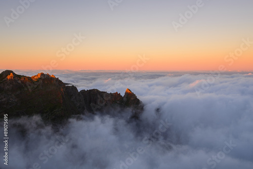Sunset in Pico do Arieiro mountain  Madeira  Portugal 