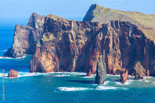 Volcanic rocky formations on Ponta de Sao Lourenco, Madeira (Portugal)