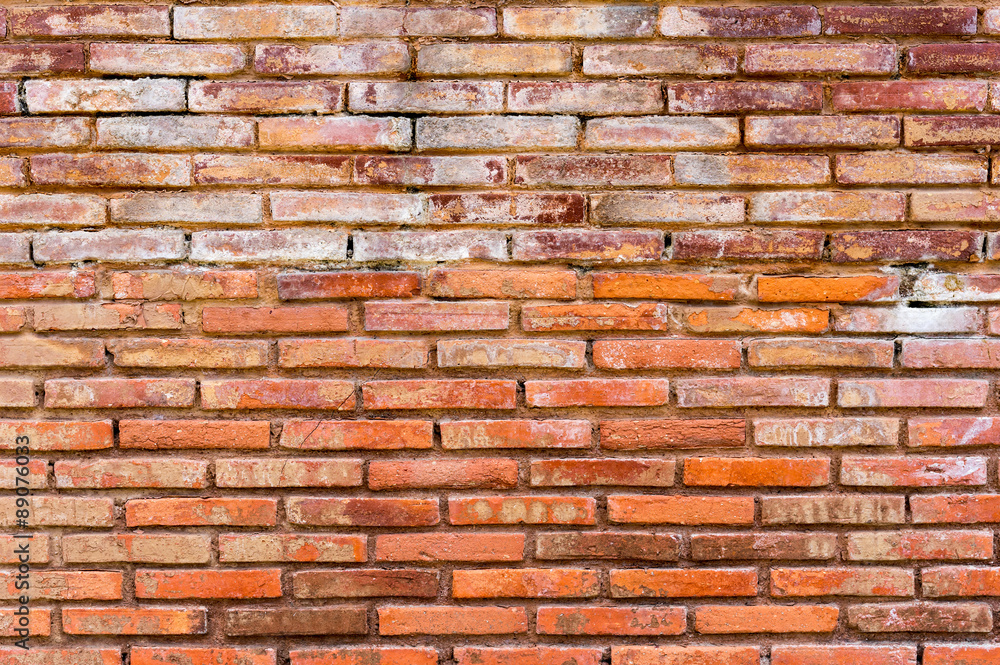 Fototapeta premium red old brick broken wall texture background