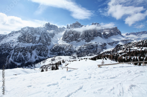 Skiing in the dolomites  Val di Fiemme  Italy