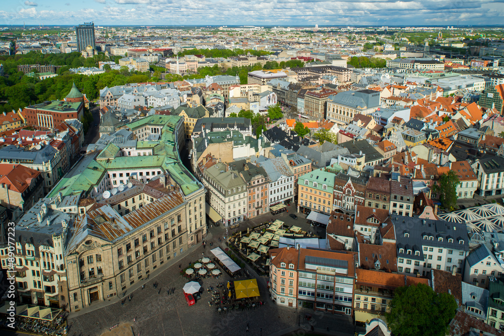 View to the old Riga from the top of Dome Cathedral.