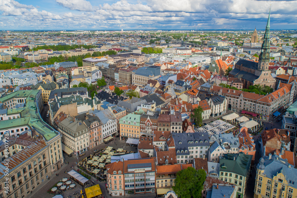 View to the old Riga from the top of Dome Cathedral.