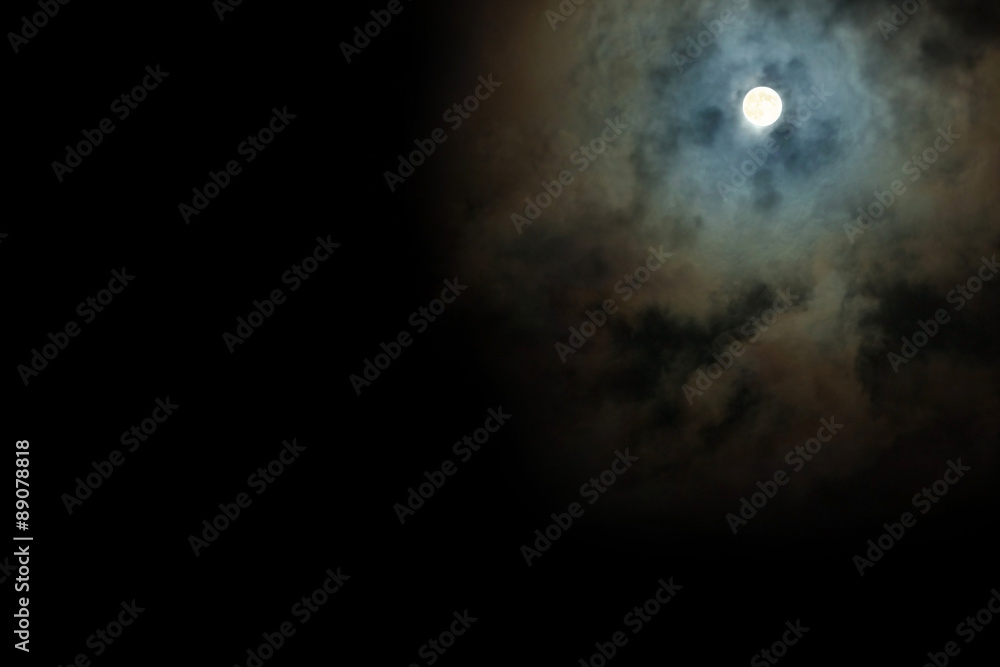 Full Moon shines through the clouds scary Full Moon shines through the clouds scary