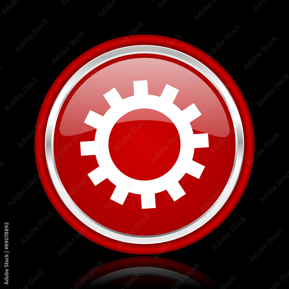 gear red glossy web icon