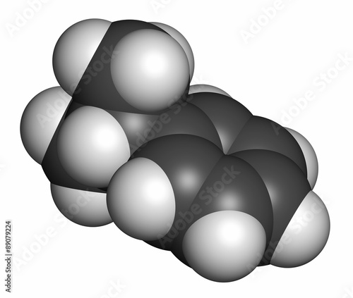 Cumene (isopropylbenzene) aromatic hydrocarbon molecule.  photo