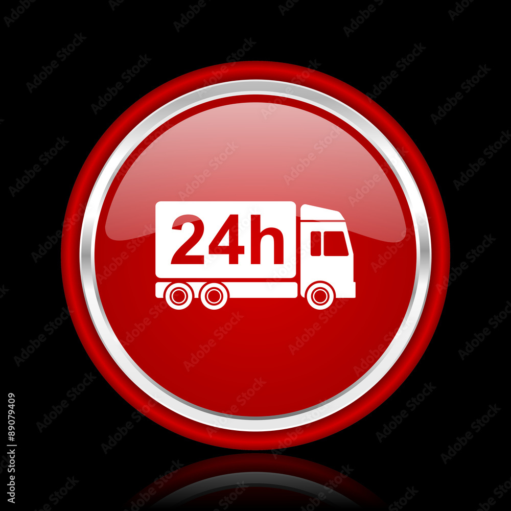 delivery red glossy web icon
