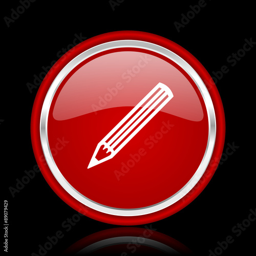 Free Download pencil red glossy web icon - GFXLoad