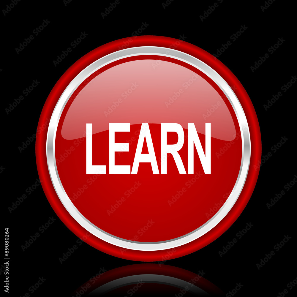 learn red glossy web icon