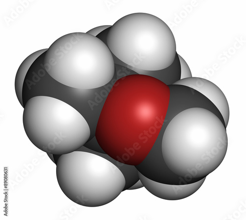 Methyl tert-butyl ether (MTBE, tBME) gasoline additive molecule. photo