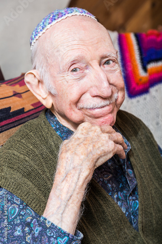 Elderly Gentleman Wearing Yarmulke photo