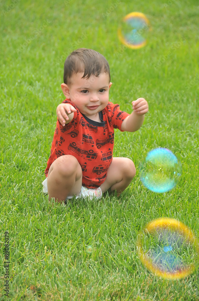 Baby looking at bubbles Baby looking at bubbles