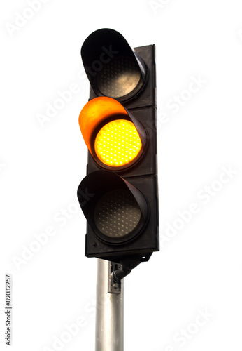 Yellow color on the traffic light.
