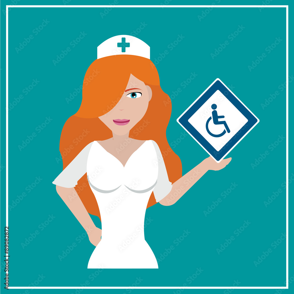 Nurse illustration over color background Nurse illustration over color background