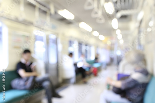Blurred abstract background of people on Tokyo subway train