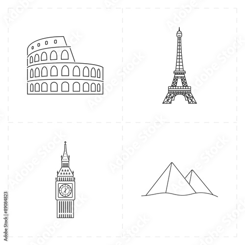 4 flat landmark icons