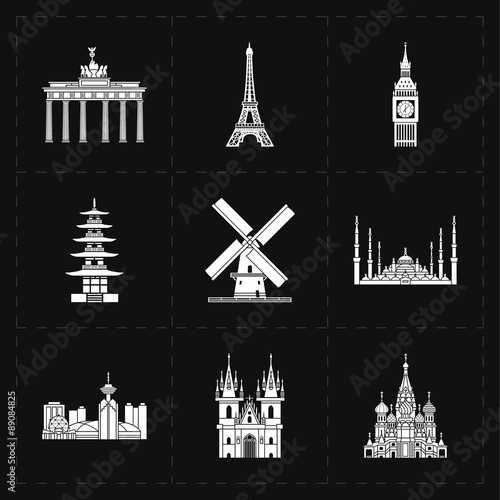 9 flat landmark icons