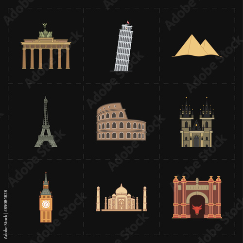 9 flat landmark icons