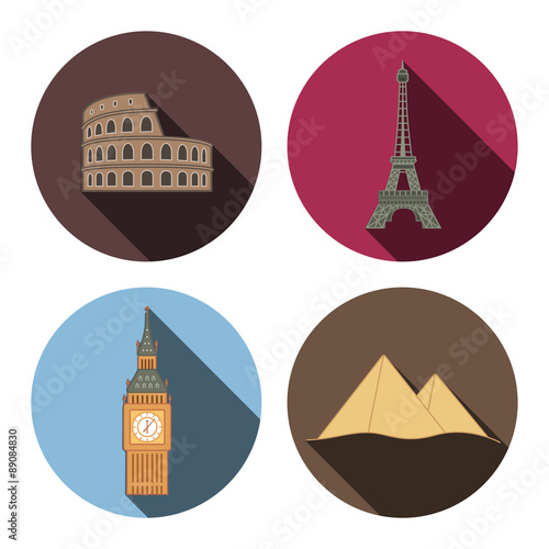 4 flat landmark icons