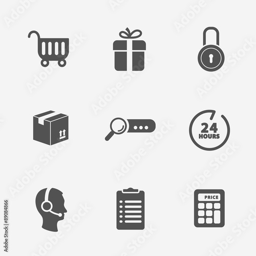 Flat contour shop icon set