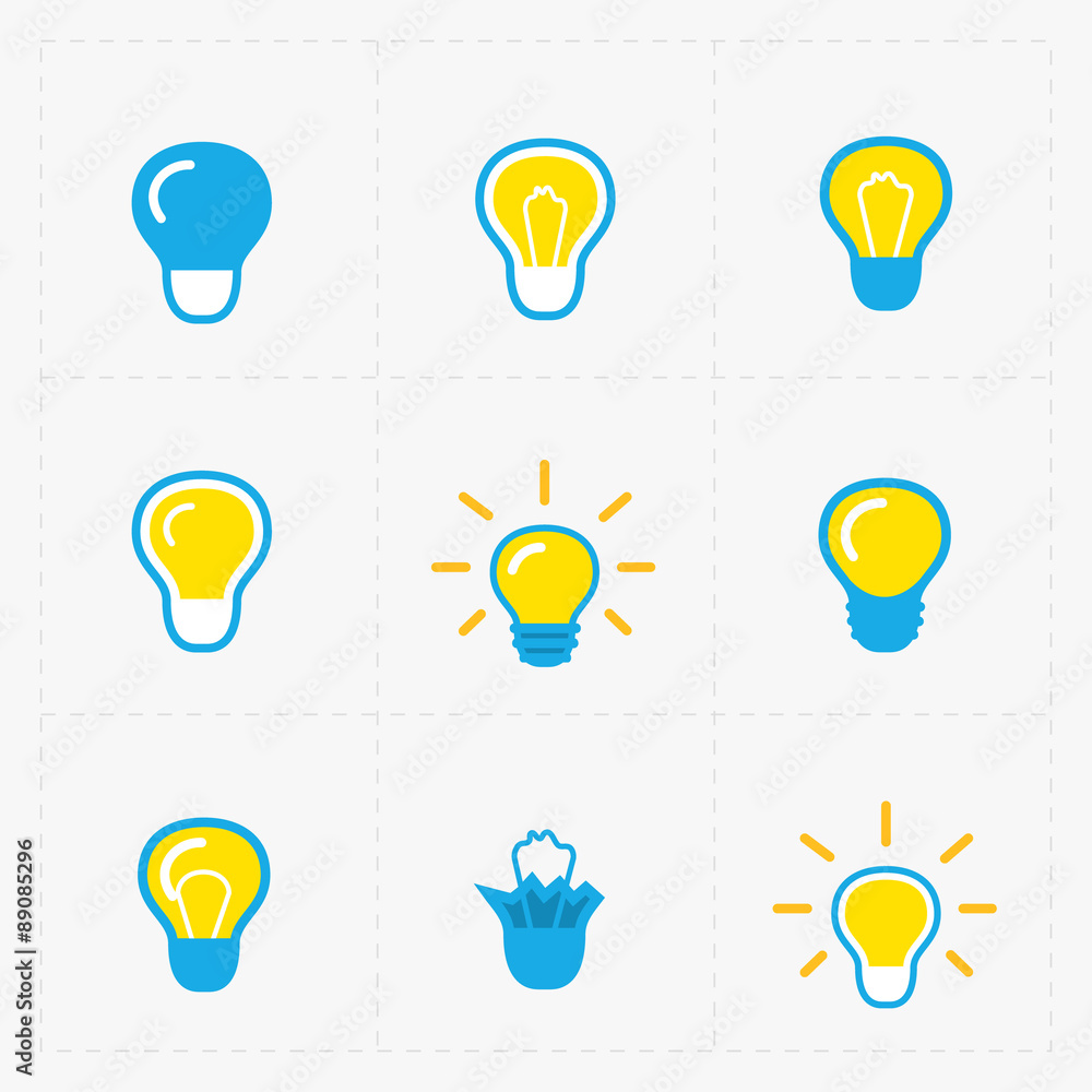 Colorful Light bulbs. Bulb icon set. Colorful Light bulbs. Bulb icon set.