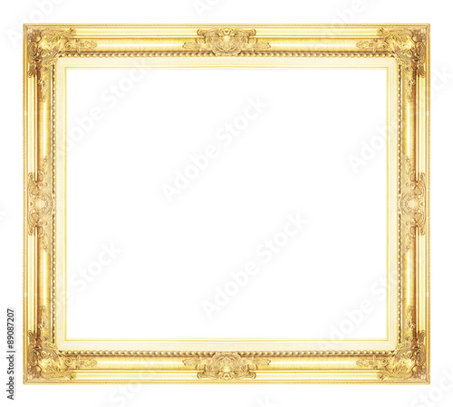 antique golden frame isolated on white background, clipping path
