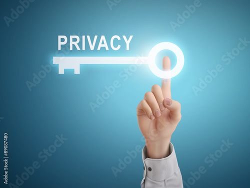 male hand pressing privacy key button