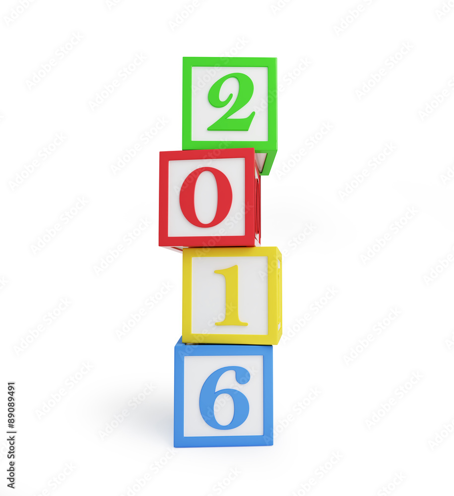 alphabet box 2016 new year's isolated on a white background alphabet box 2016 new year's isolated on a white background