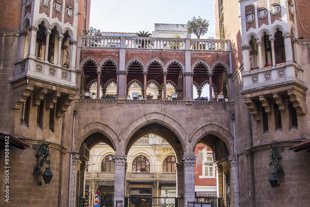 the courtyard of the Catholic church on Istiklal Street in Istanbul