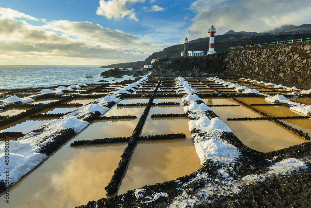 Salinas and lighthouse of Fuencaliente, La Palma, Canary Islands (Spain)