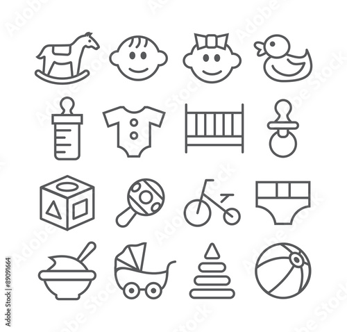 Baby line icons