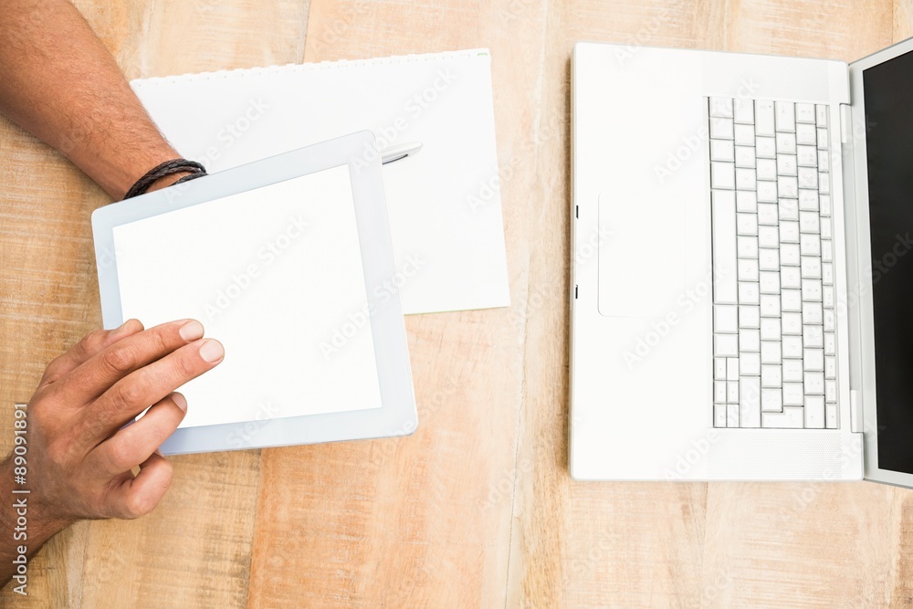 Hands using blank screen tablet Hands using blank screen tablet
